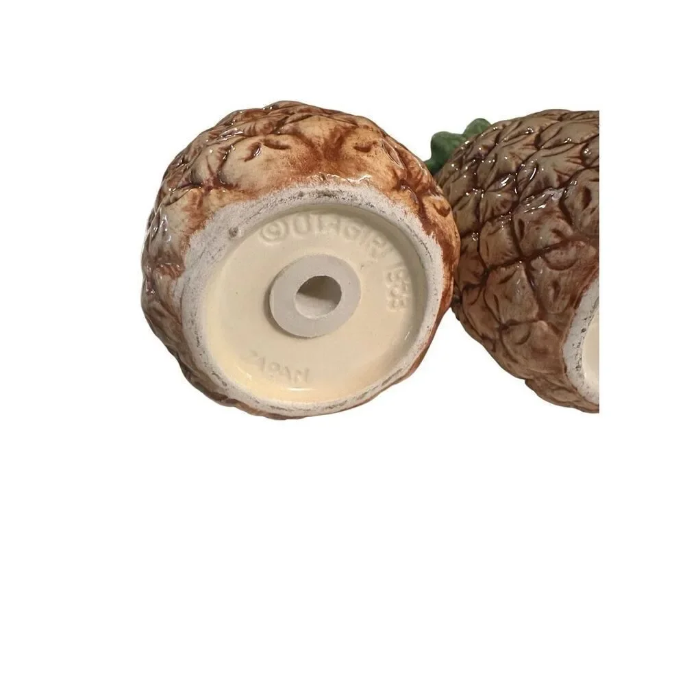 Vintage 80s Otagiri Japan Made Pineapple Salt and Pepper Shaker Set 3” Retro